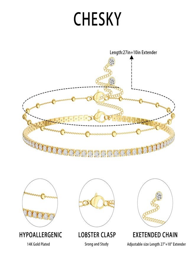CHESKY Waist Chain, 14K Gold Plated Body Chains Jewelry for Women Adjustable Dainty Waist Beads Waterproof Belly Chain Gold Belly Button Ring Gold Chain Belt CZ Waterproof Beach Jewelry for Women - Image 5